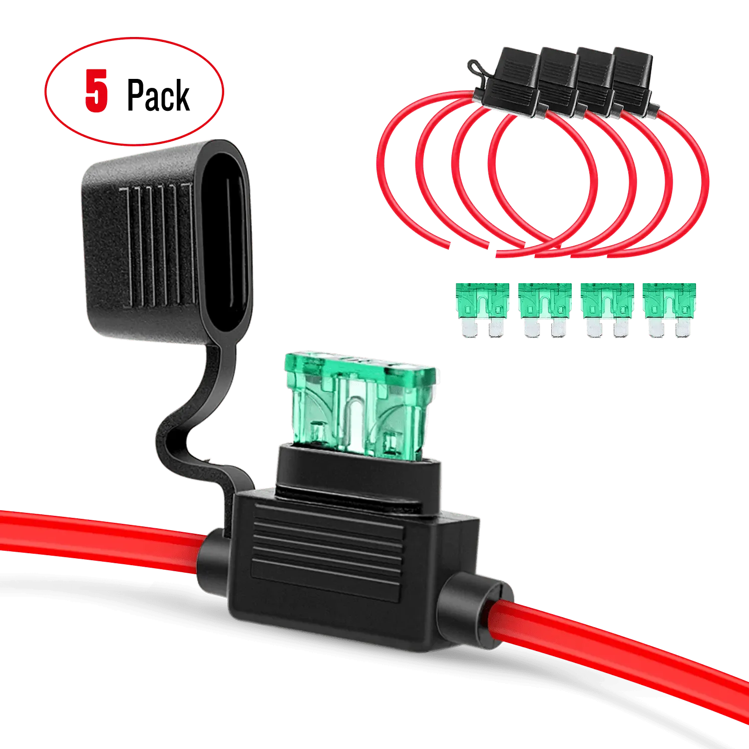 5Pcs 12AWG Inline Wiring Harness ATC/ATO Automotive Holder
