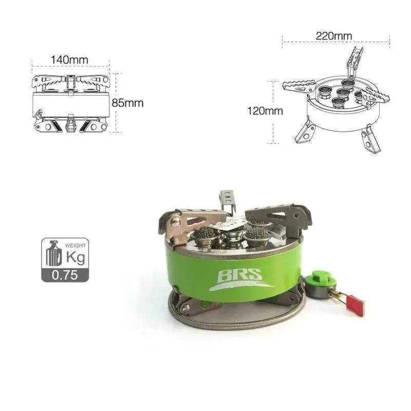 BRS-75 7000W Strong Power Gas Stove for Camping & Barbeque, with Five Burners and Portable Design for Easy Carrying