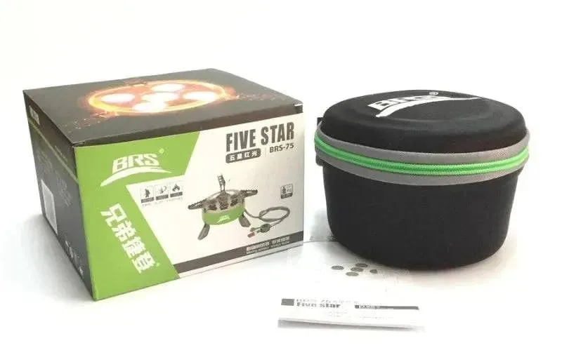 BRS-75 7000W Strong Power Gas Stove for Camping & Barbeque, with Five Burners and Portable Design for Easy Carrying