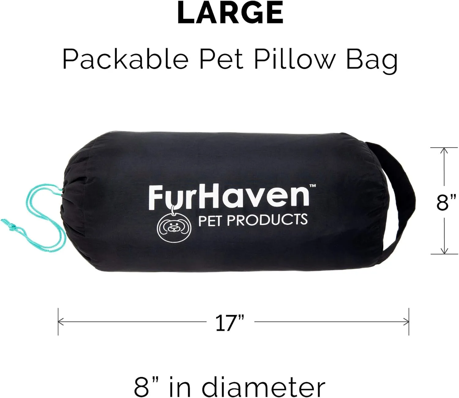 Furhaven Outdoor Travel Dog Bed for Large/Medium Dogs w/ Carry Bag, Washable & Foldable, Great for Crates & Kennels - Trail Pup Travel Pillow Mat w/ Stuff Sack Bag - Aqua/Granite Gray, Large