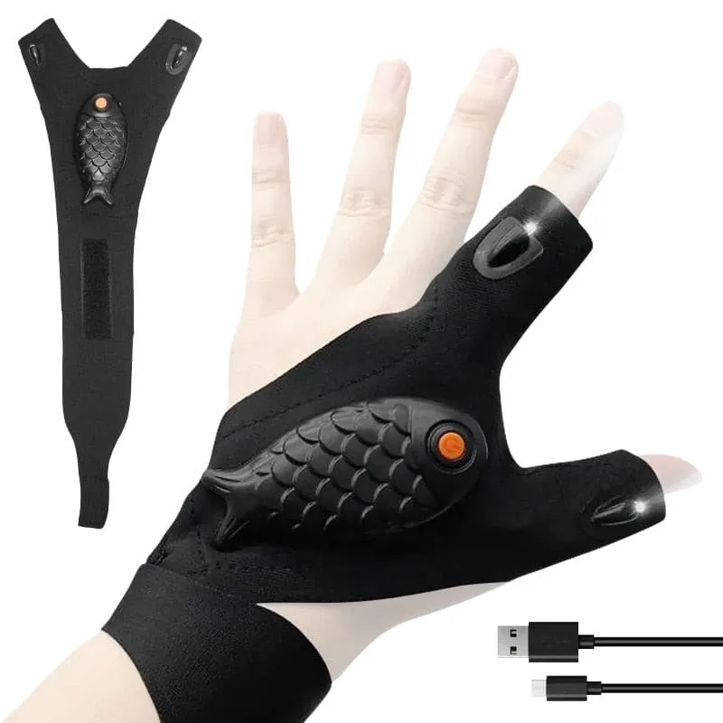 New LED Flashlight Gloves USB Rechargeable Hands Free Light Gloves