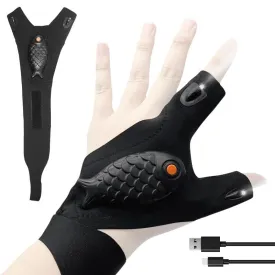 New LED Flashlight Gloves USB Rechargeable Hands Free Light Gloves