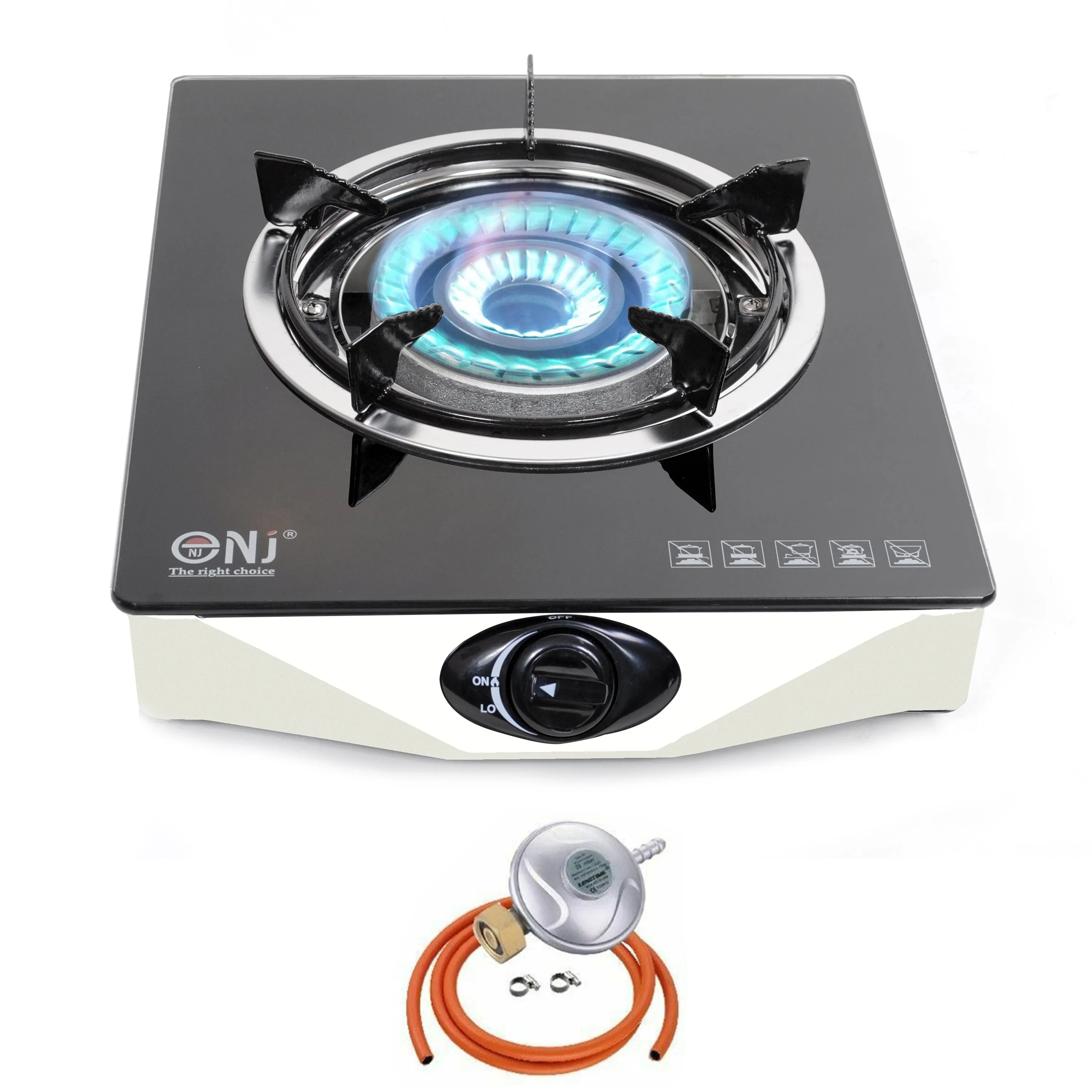 NJ NGB-S1 Black Glass Gas Stove 1 burner