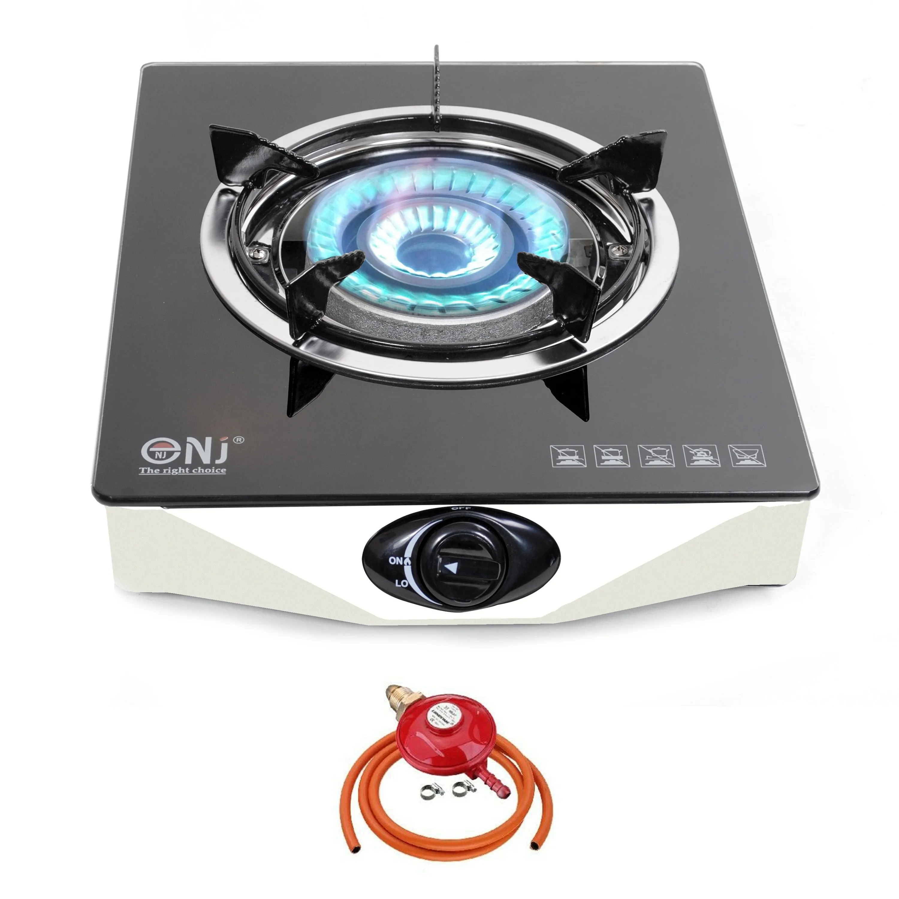 NJ NGB-S1 Black Glass Gas Stove 1 burner
