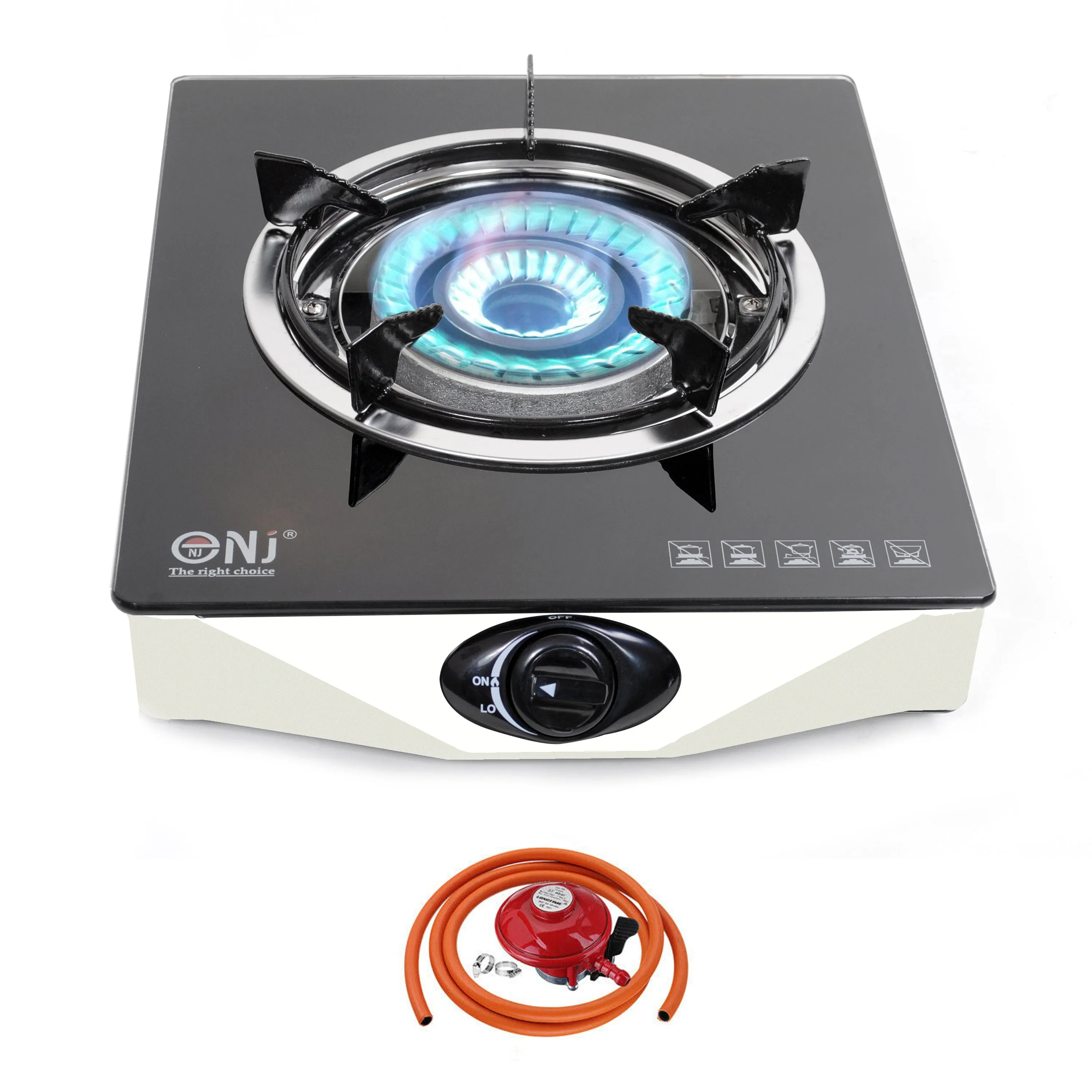 NJ NGB-S1 Black Glass Gas Stove 1 burner