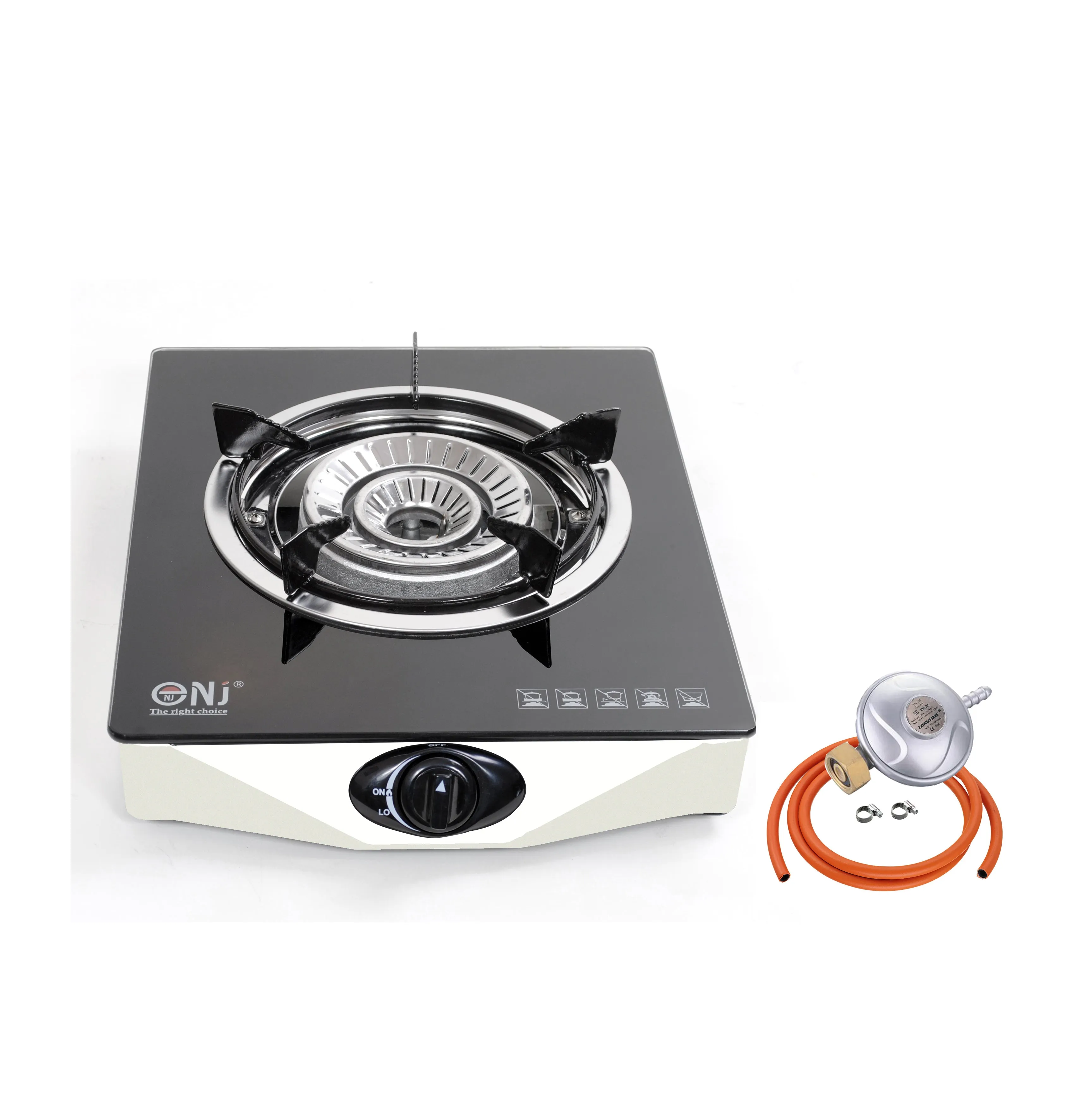 NJ NGB-S1 Black Glass Gas Stove 1 burner