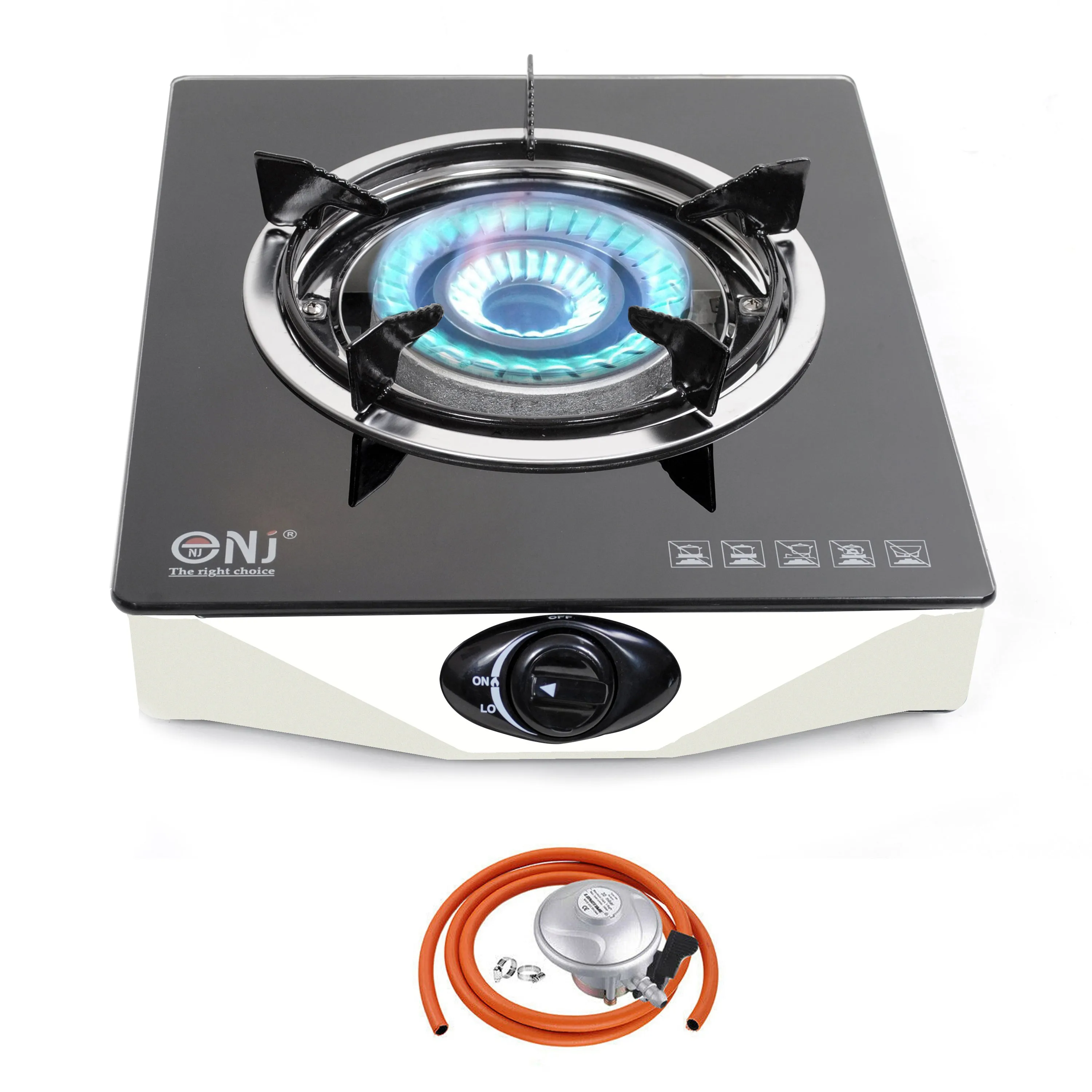 NJ NGB-S1 Black Glass Gas Stove 1 burner