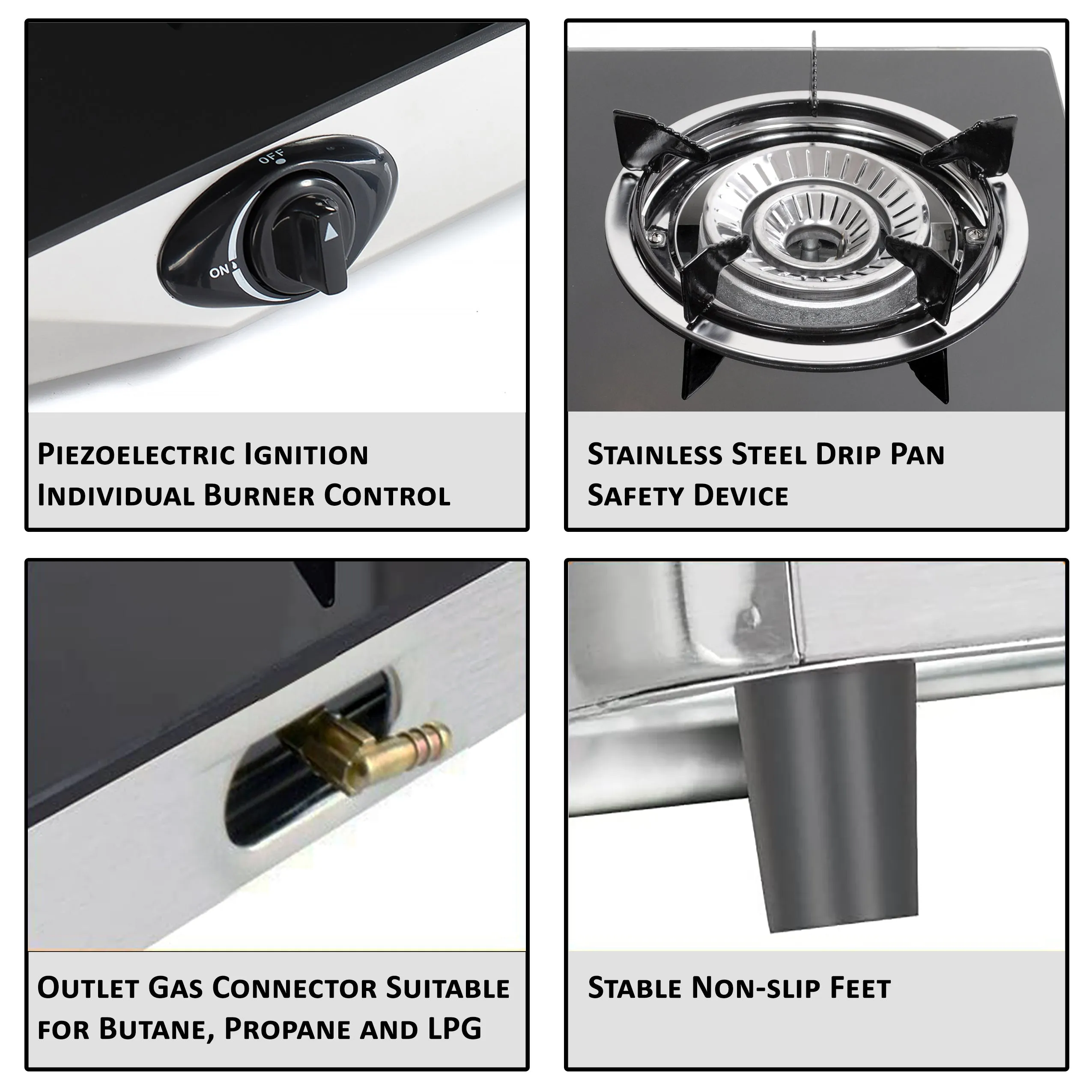 NJ NGB-S1 Black Glass Gas Stove 1 burner