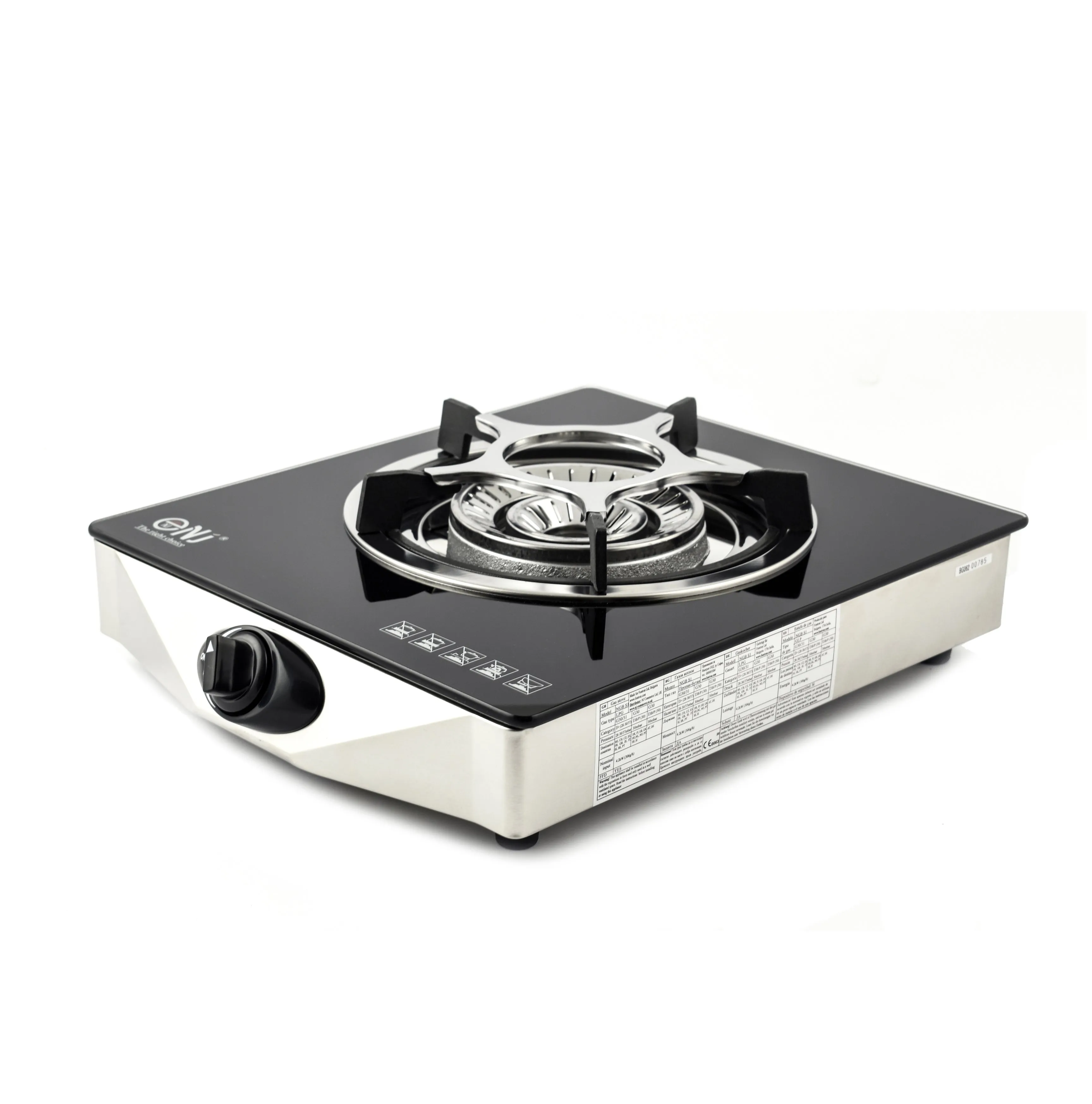 NJ NGB-S1 Black Glass Gas Stove 1 burner