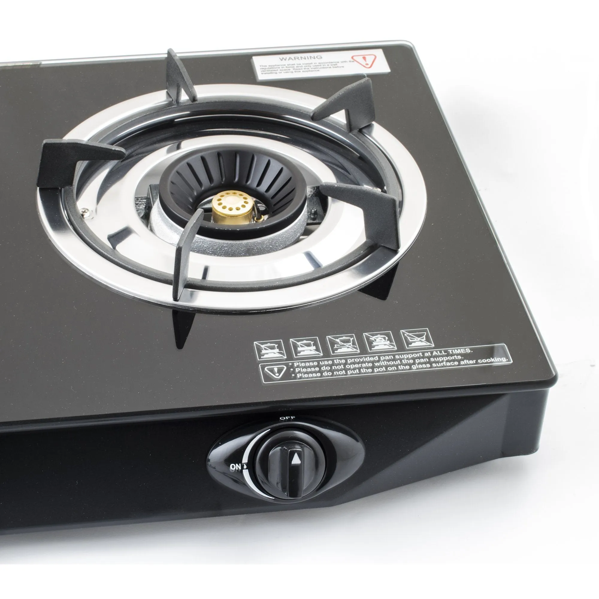 NJ NGB-S3 Black Glass 3 Burners Gas Stove