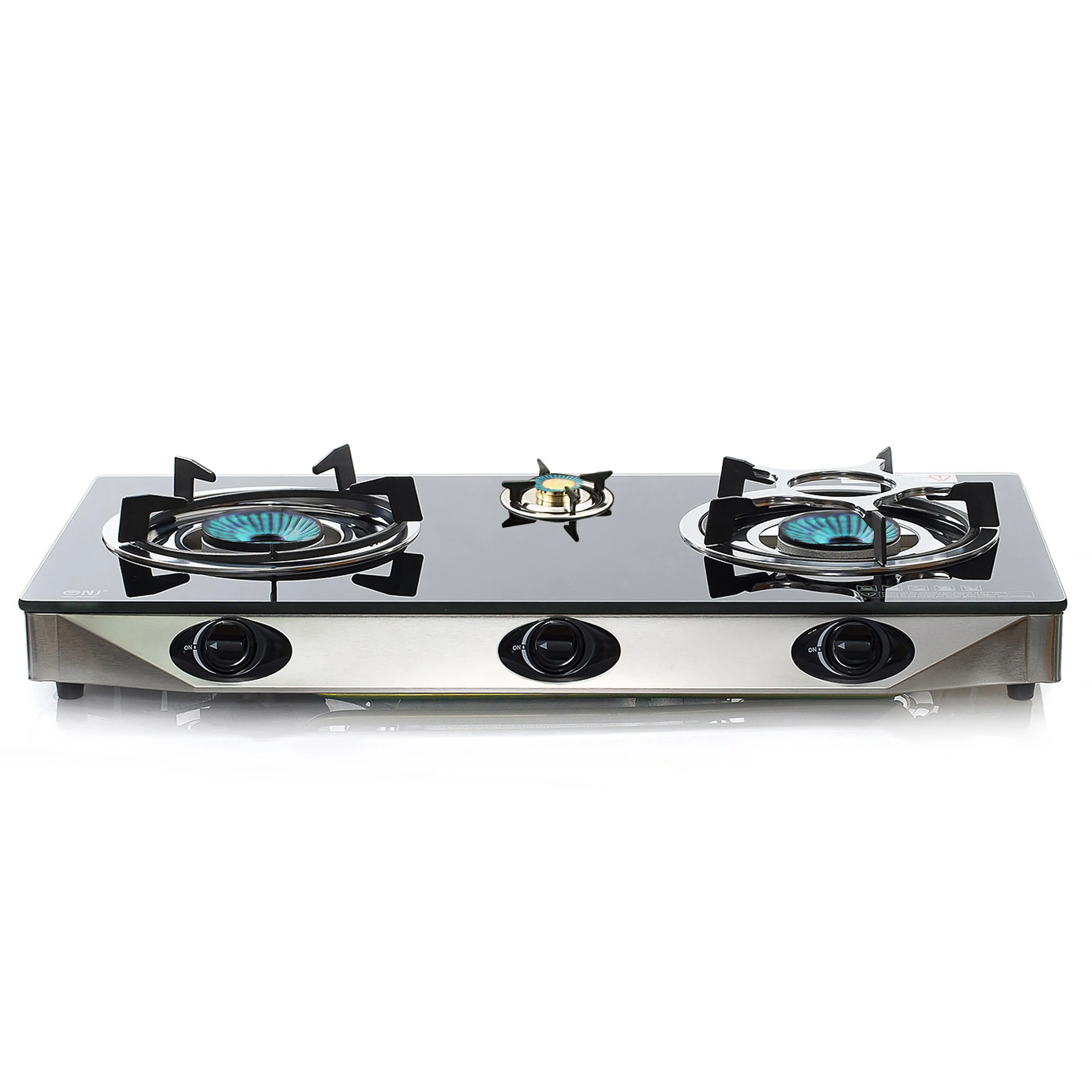 NJ NGB-S3 Black Glass 3 Burners Gas Stove