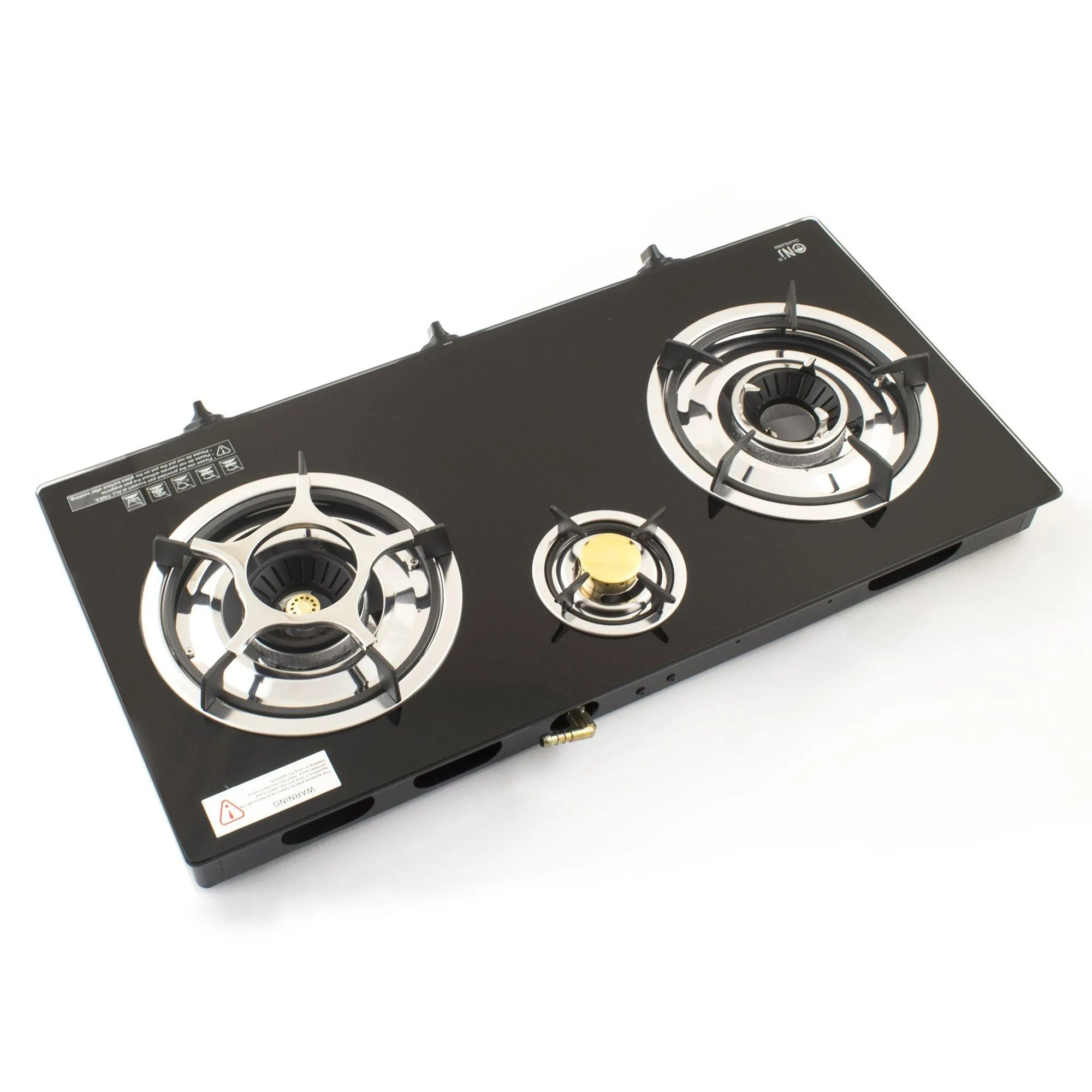 NJ NGB-S3 Black Glass 3 Burners Gas Stove
