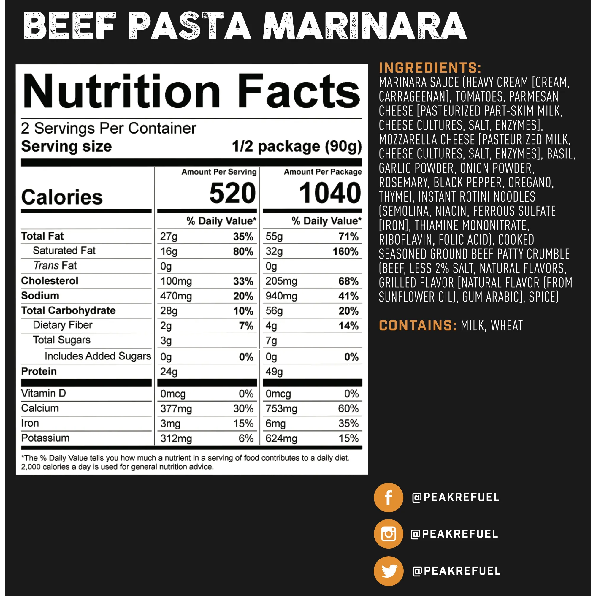 Peak Refuel:  Beef Pasta Marinara