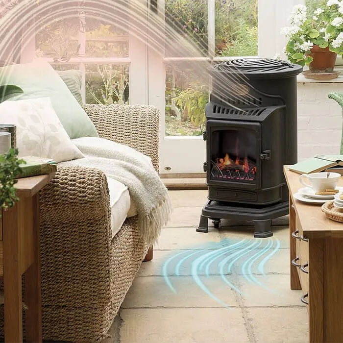 Provence Portable Gas Heater Matt Black Real Flame Effect Calor Gas - Northern Ireland ONLY Collection or Delivery
