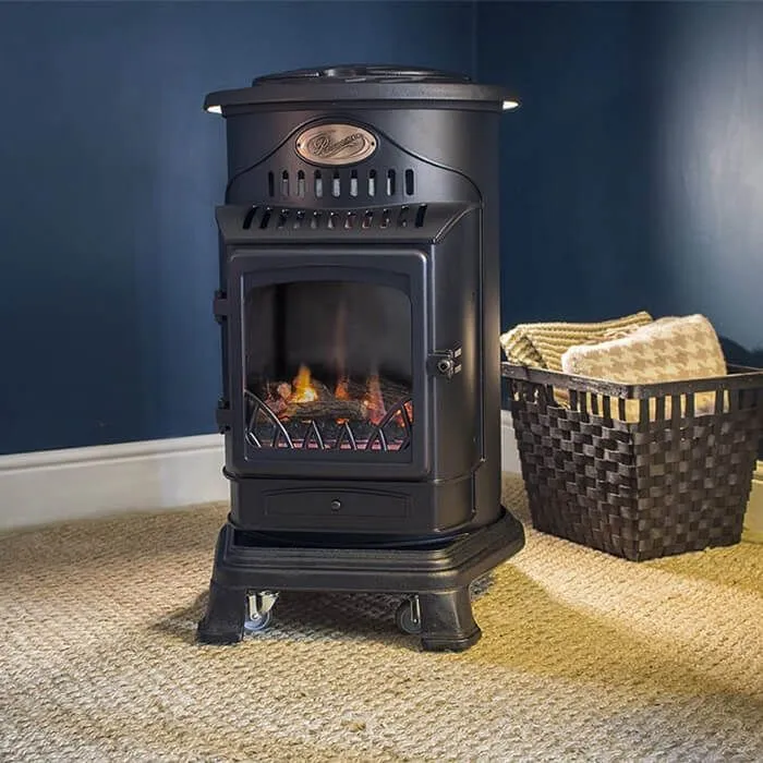 Provence Portable Gas Heater Matt Black Real Flame Effect Calor Gas - Northern Ireland ONLY Collection or Delivery
