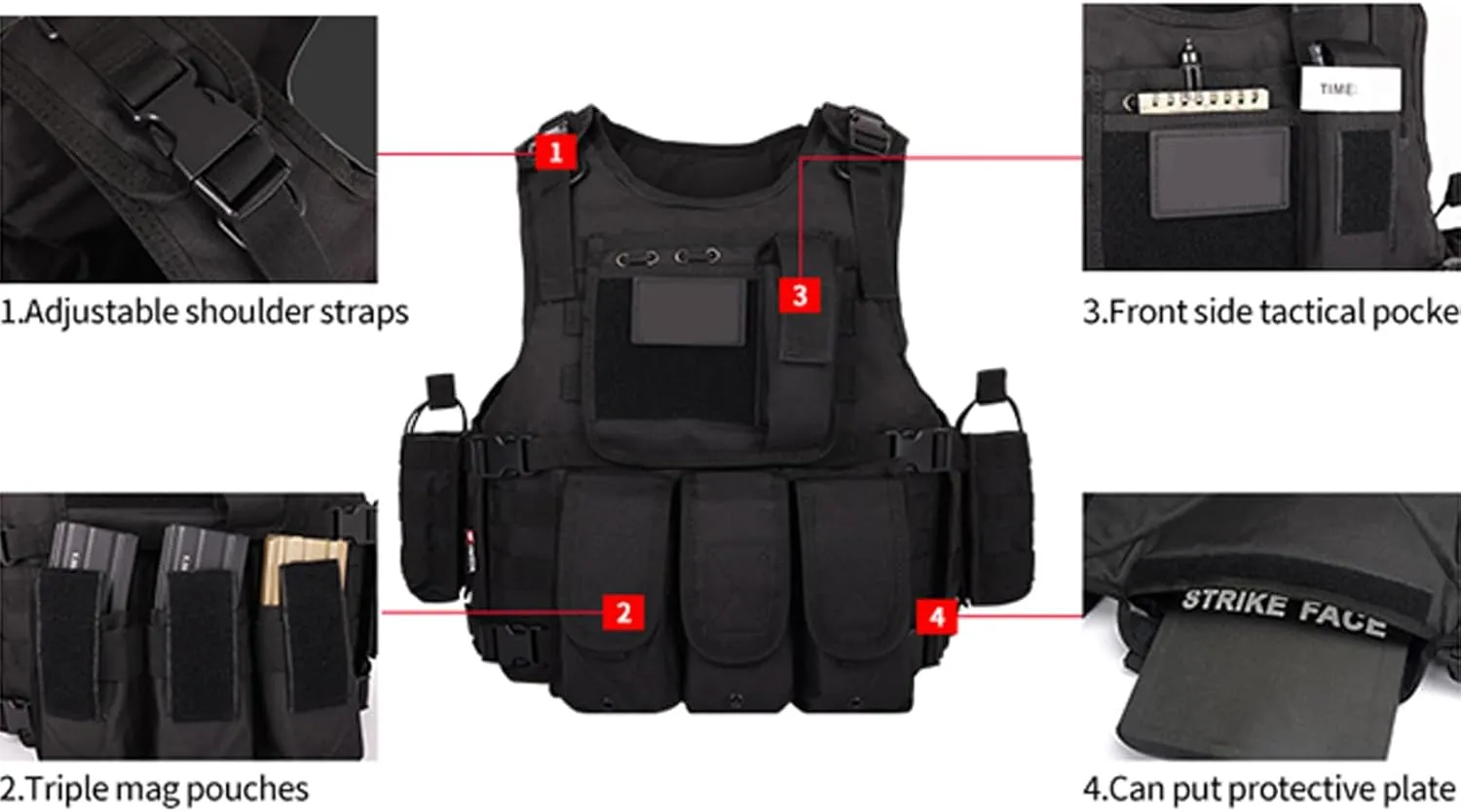 Tactical Vest Airsoft Vest Adjustable Outdoors for Man Vest