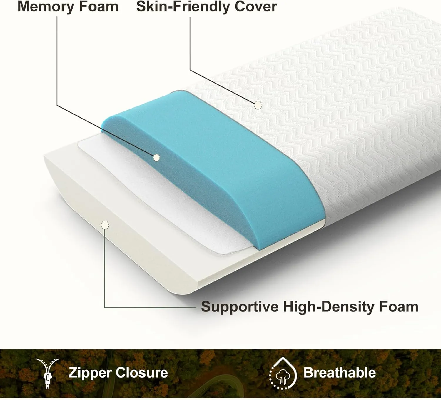 Vekkia Travel Pillow, Memory Foam Pillow Compressible Camping Pillow with Washable Cover,Ergonomic Supportive Pillow for Sleeping Ideal for Adults Kids Travel, Hiking, Airplane and Car-S