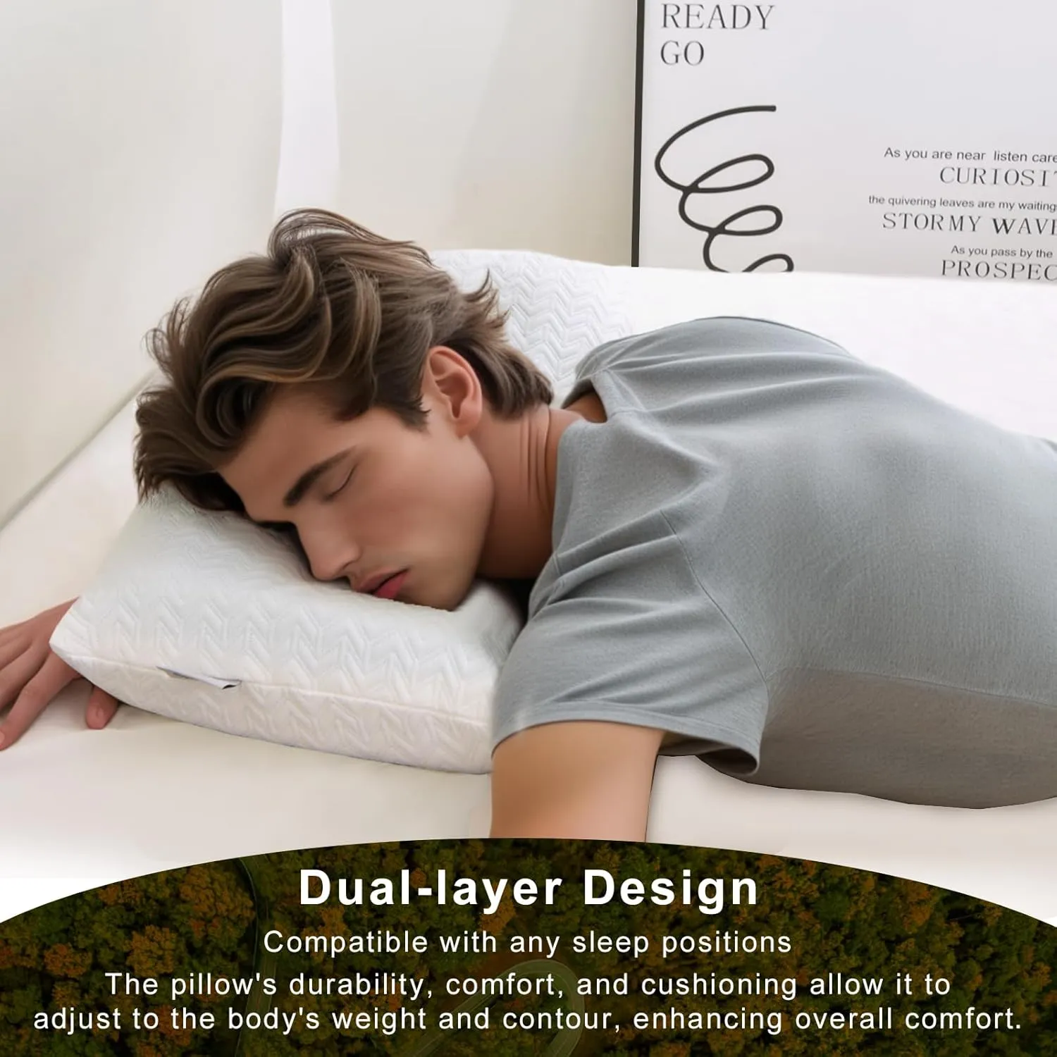Vekkia Travel Pillow, Memory Foam Pillow Compressible Camping Pillow with Washable Cover,Ergonomic Supportive Pillow for Sleeping Ideal for Adults Kids Travel, Hiking, Airplane and Car-S