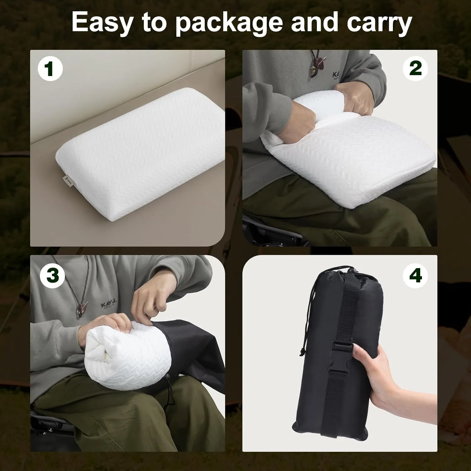 Vekkia Travel Pillow, Memory Foam Pillow Compressible Camping Pillow with Washable Cover,Ergonomic Supportive Pillow for Sleeping Ideal for Adults Kids Travel, Hiking, Airplane and Car-S