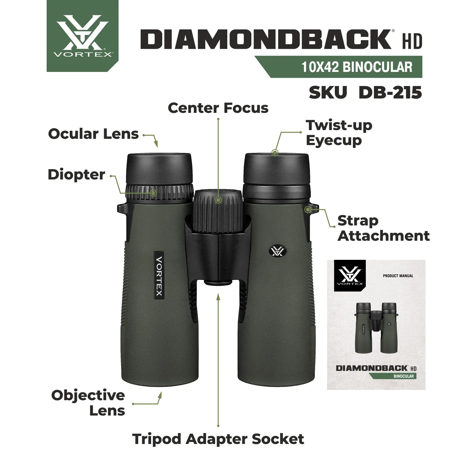 Vortex Optics Diamondback HD 10x42 Binocular (DB-215)